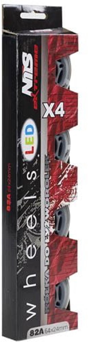 Nils Extreme LED-3 Serie - Skate Kółka - 82A Twardość - Białe - 64x24 mm