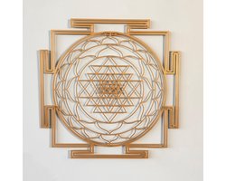 Heilig Sri Yantra Wanddecoratie Metaal - Geometrische Muurkunst voor Spiritualiteit en Rust