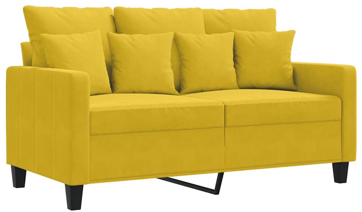 vidaXL Tweezitsbank - 120 - cm - fluweel - geel