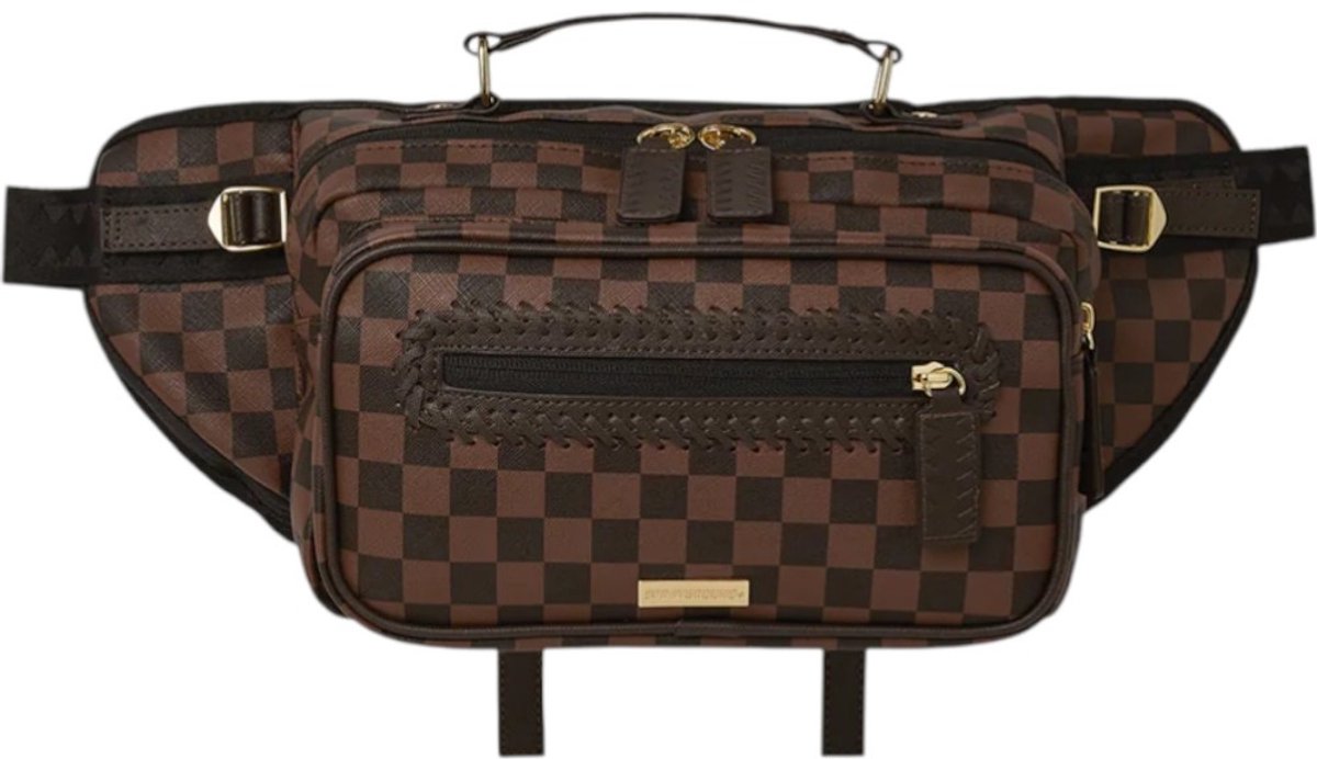 Sprayground Tas Bruin 6834 Core Emboss Check Cargo Crossbody