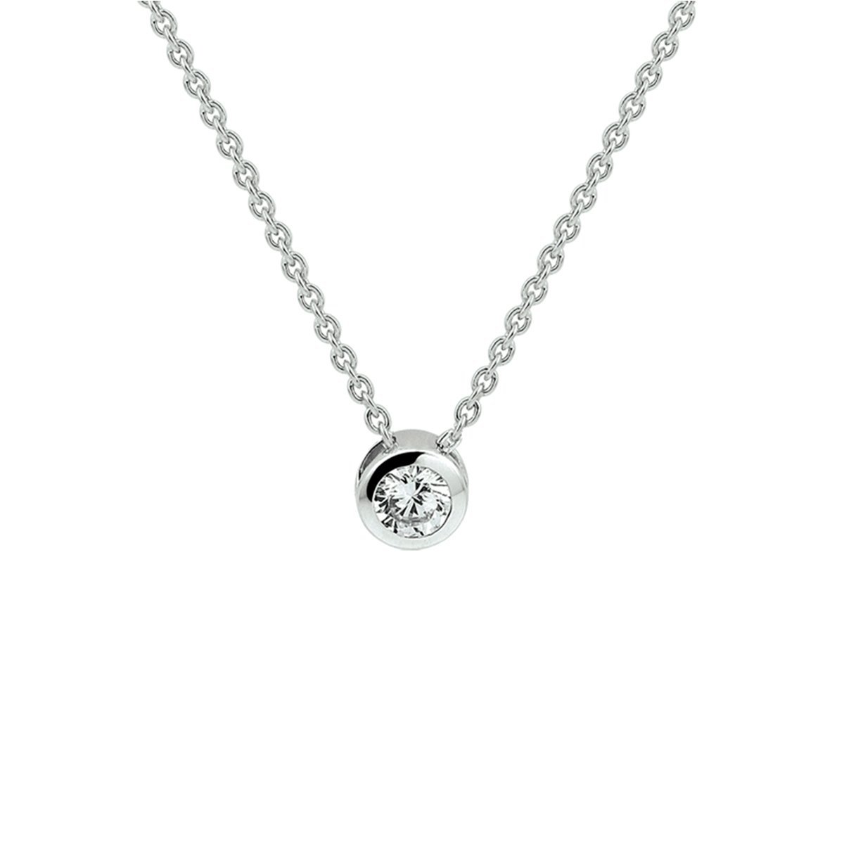 Robuuste Cirkelvormige Zirkonia Hanger met Zilveren Anker Collier