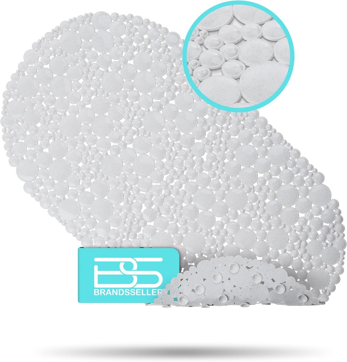 Antislip Douche- en Badmat met Waterdruppel Design - Ovaal 67 x 37 cm Blauw