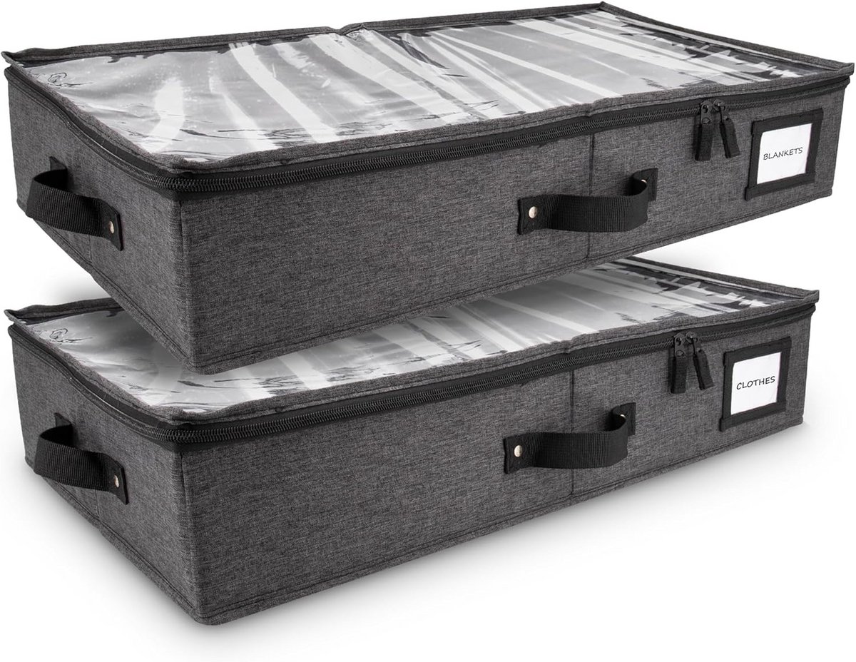 Set van 2 Onderbed Opbergdozen met Deksel - Stofvrij en Stevig