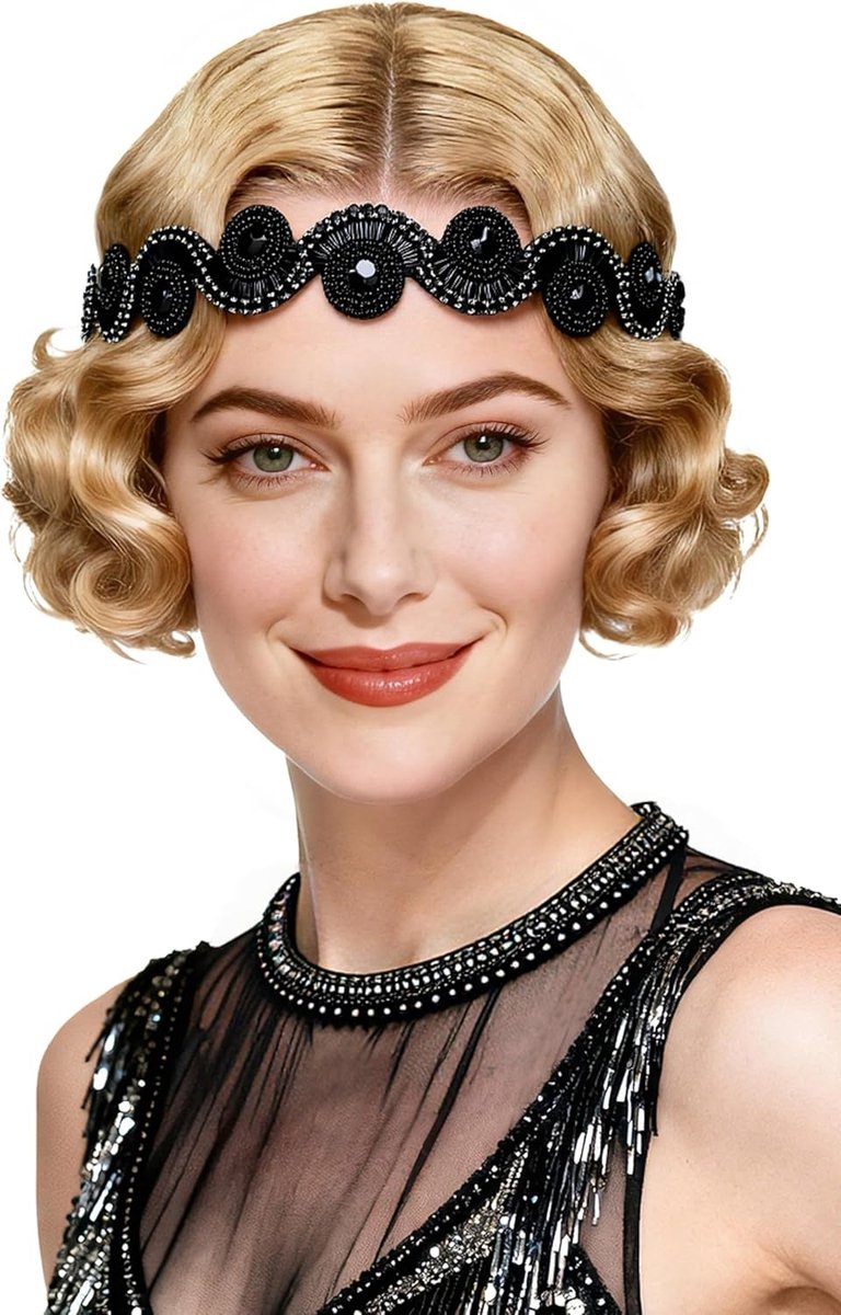 Vintage Flapper Haarband Dames Jaren 20 Gatsby Stijl Accessoire met Parelversiering