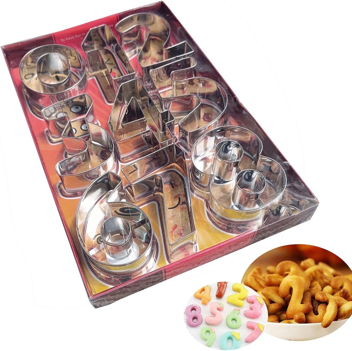 RVS Cijfer Koekjesvormpjes Set (0-8) - Verjaardag & Feest - 3 Inch Bakvormpjes