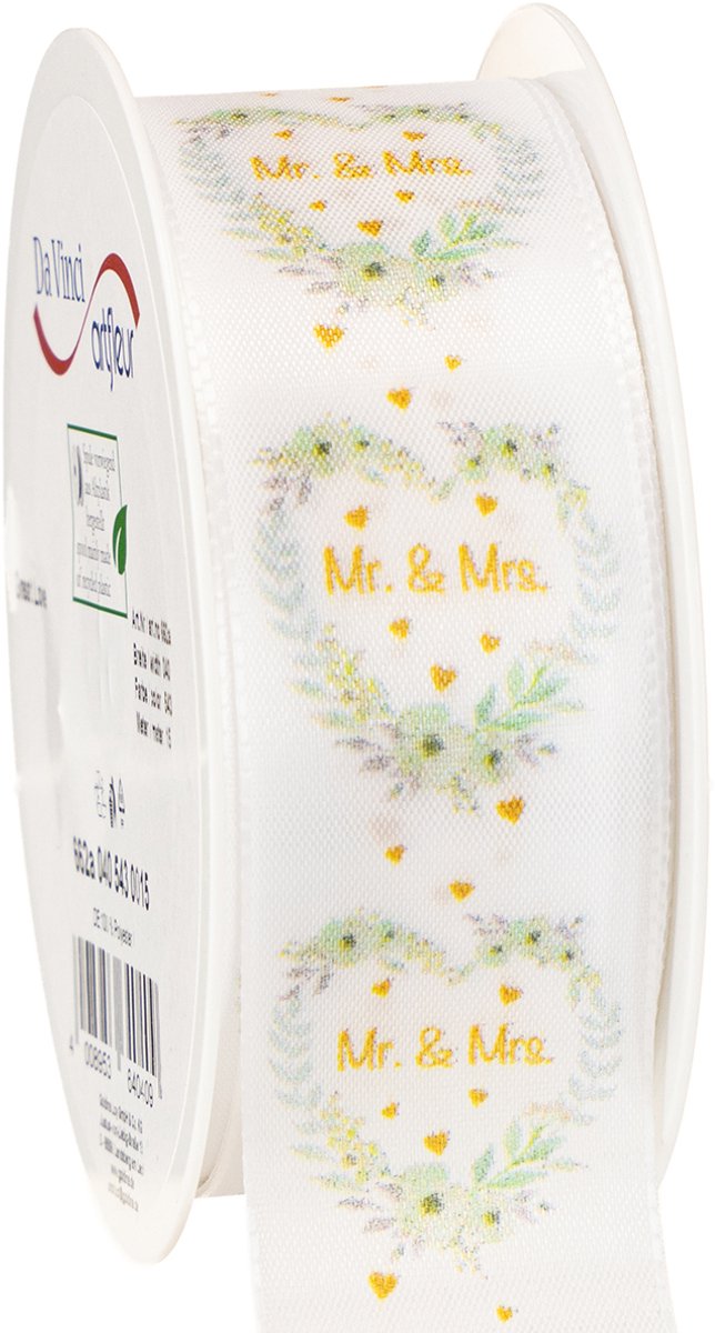 Decoratief satijnen bruiloftslint "Mr. & Mrs." voor elegante decoratie