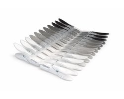 XEMM Wasknijpers 24 Stuks - Kunststof Knijpers voor Wasrek - Sterke Grip - Zwart/Wit/Grijs - Set van 24 Plastic Wasknijpers