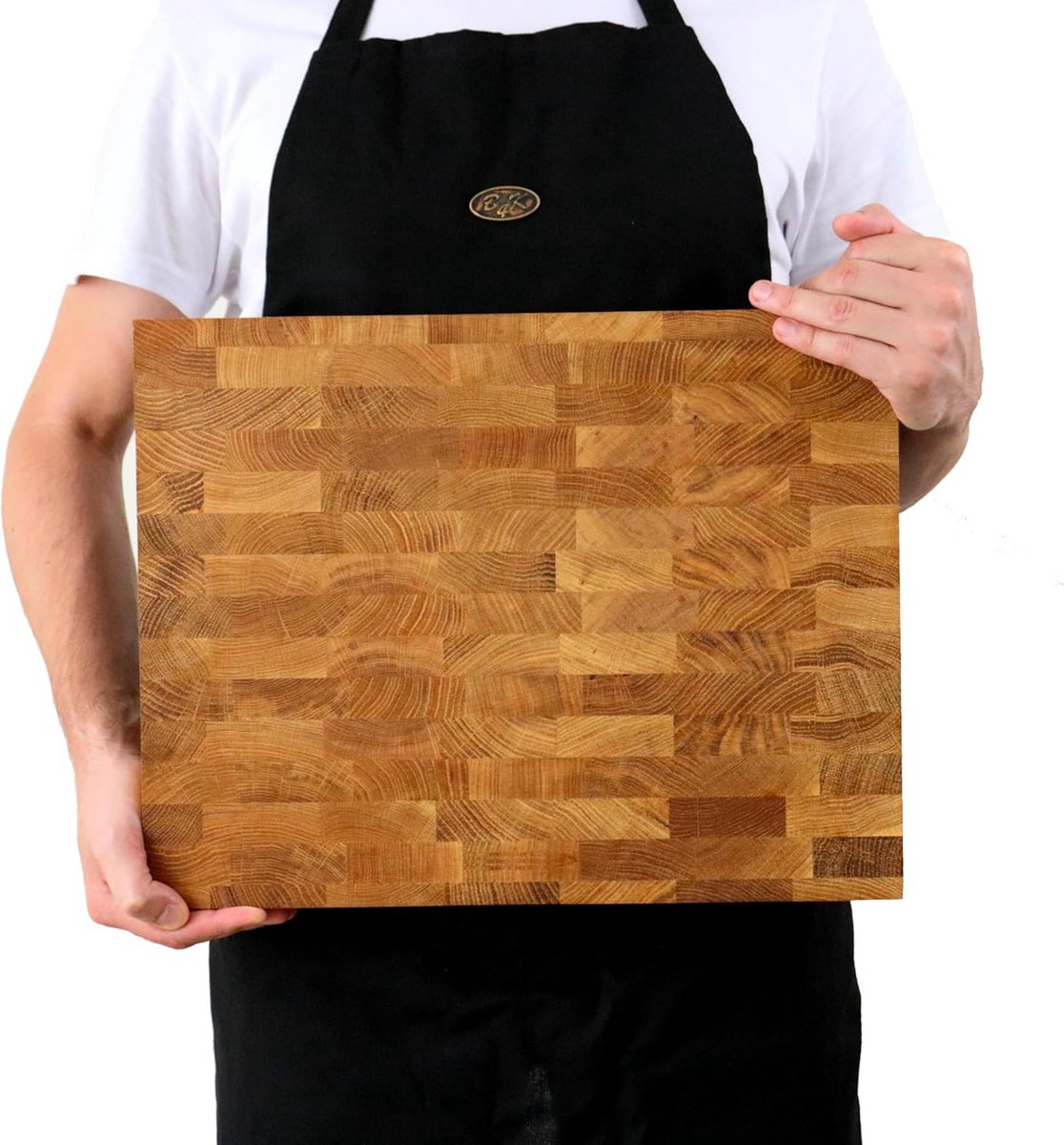 43x33 cm Eiken Houten Snijplank met Handgrepen en Antislip