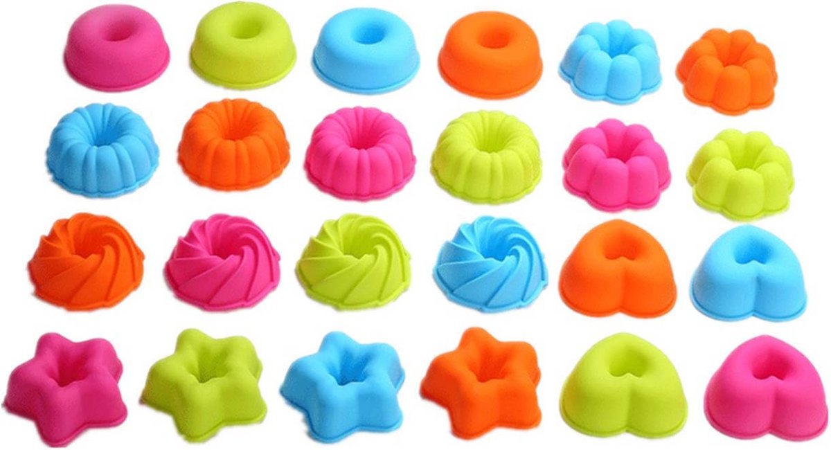 Siliconen Bakvormen - 24 Stuks Muffin en Cupcake Vormen voor Diverse Bakcreaties
