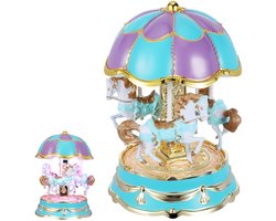 Vintage Carrousel Muziekdoos met Ledverlichting – Draaiend Paardje als Decoratie, Klassiek Tafelstuk, Cadeau voor Kinderen, Ideaal voor Kerst en Verjaardagen