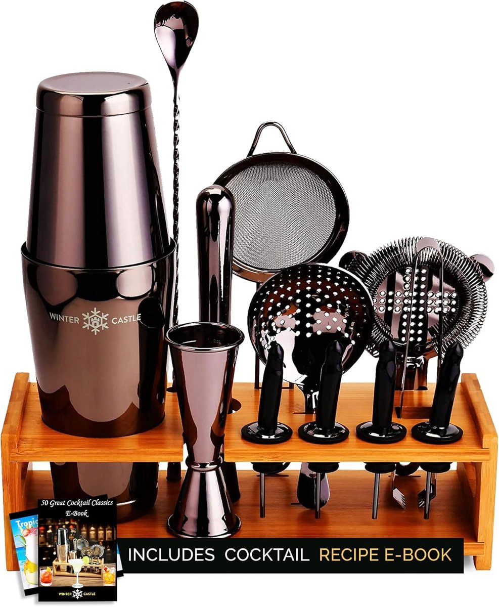 Complete Cocktailshakerset 18-delig voor Mixologie - Barset voor Professionals en Beginners