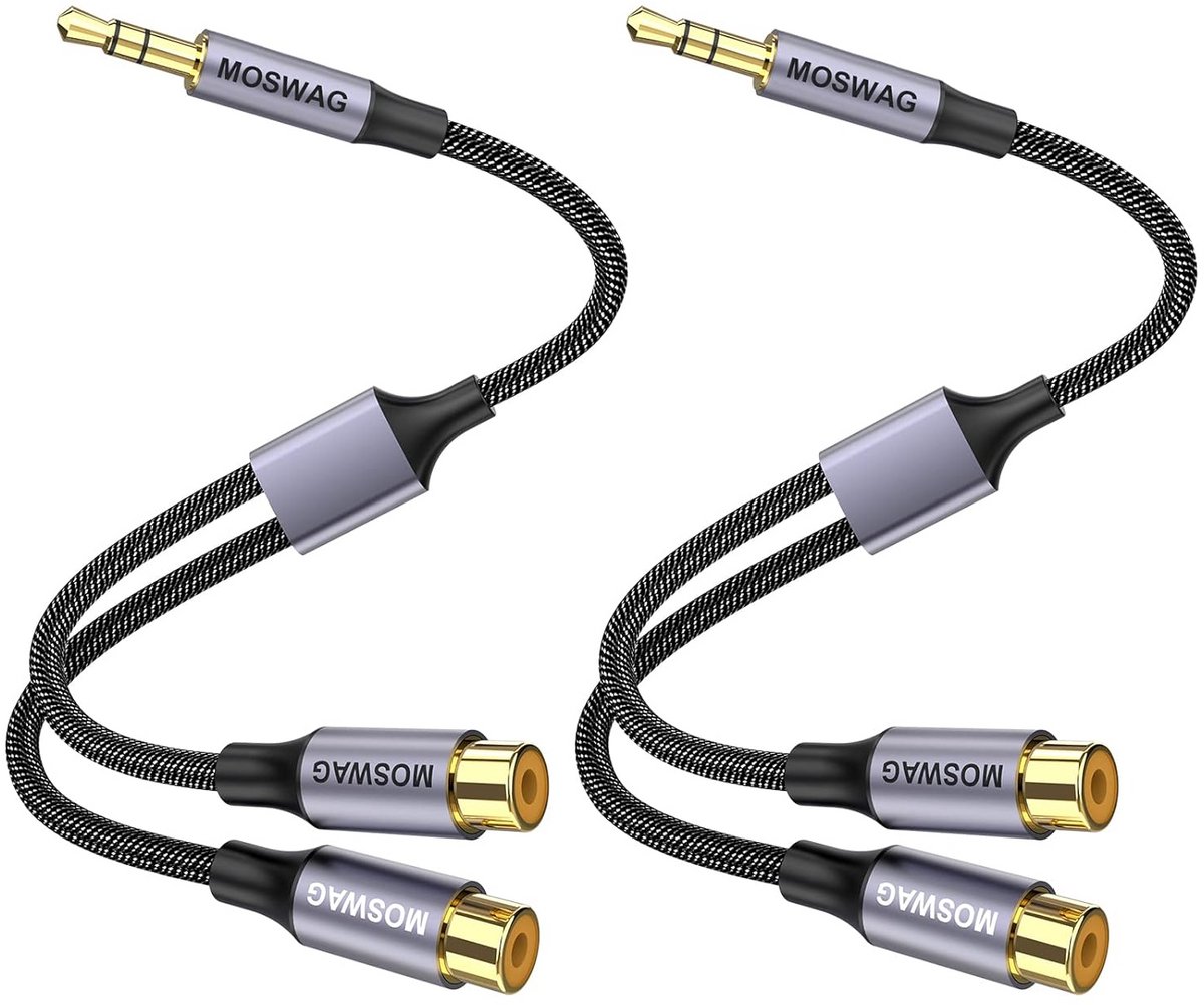 Pack van 2 3.5mm Dual Cinch Audiokabels met RCA Stekkers - Ideaal voor Audio Apparaten