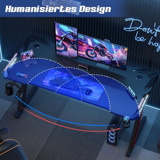Ergonomisch Gaming Bureau met RGB Verlichting en Accessoires, 160 x 60 cm van Merkloos — afbeelding 4