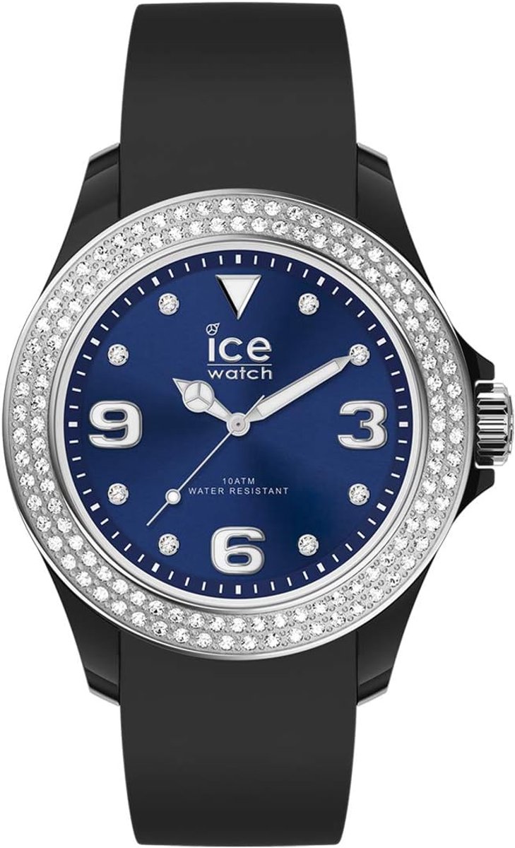 Zwarte Dameshorloge met Siliconen Strap - Elegante ICE Star Collectie