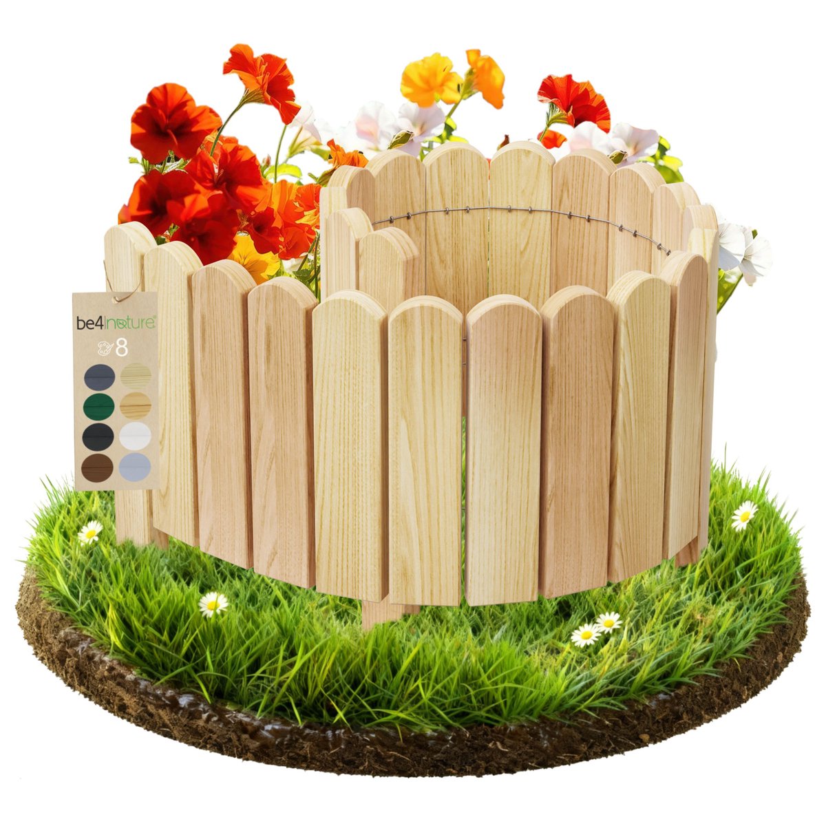 be4nature Flexibele Rolboarder hout 100 x 30 cm Lichtbruin Geïmpregneerde Borderrand tuin Tuinafscheiding Gazonafscheiding