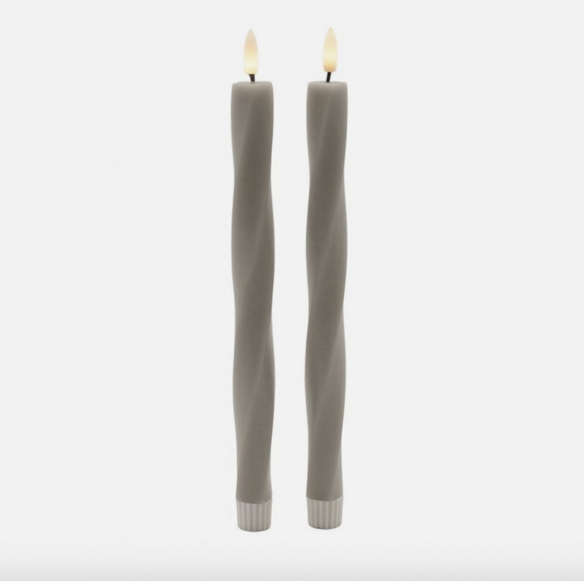 Sirius Sille Twist Nordic LED Kaars – Dinerkaars / Draaikaars Ø2×25 cm – Warm Gray/Beige/Grijs – 2 stuks Warm Gray - Sille twist