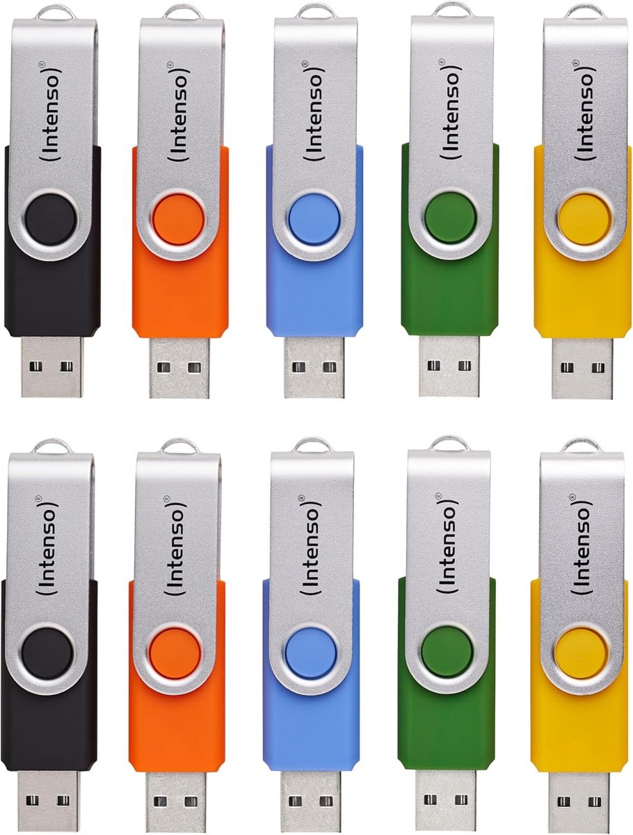 Praktische USB-sticks in 5 kleuren - 10 stuks, 4 GB, inclusief etiketten