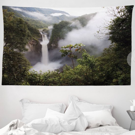 ABAKUHAUS Tapis nature et couvre-lit, Cascades de San Rafael, 230 x 140 cm, Vert/Gris