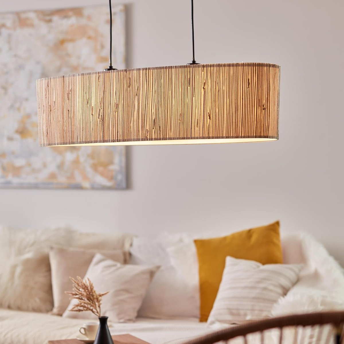 Natuurlijke Plafondlamp met Zeegras - Dimbare Decoratieve Lamp voor Woonkamer en Studeerka