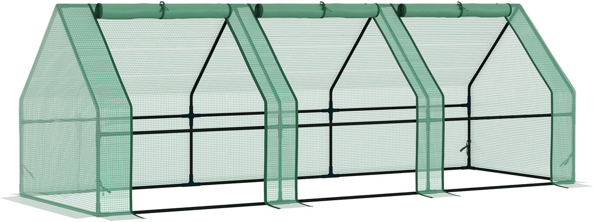 REDOM - Kweekkas - Met Oprolbare Ramen - Weerbestendig - Voor Tuin En Balkon - Staal - Groen - 270 X 90 X 90 Cm