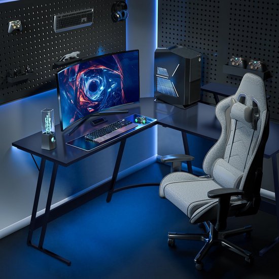 Hoek Gaming Bureau 130x130cm Zwart - L-vormig Computerbureau voor Studeren, Gamen en Werken — afbeelding 4