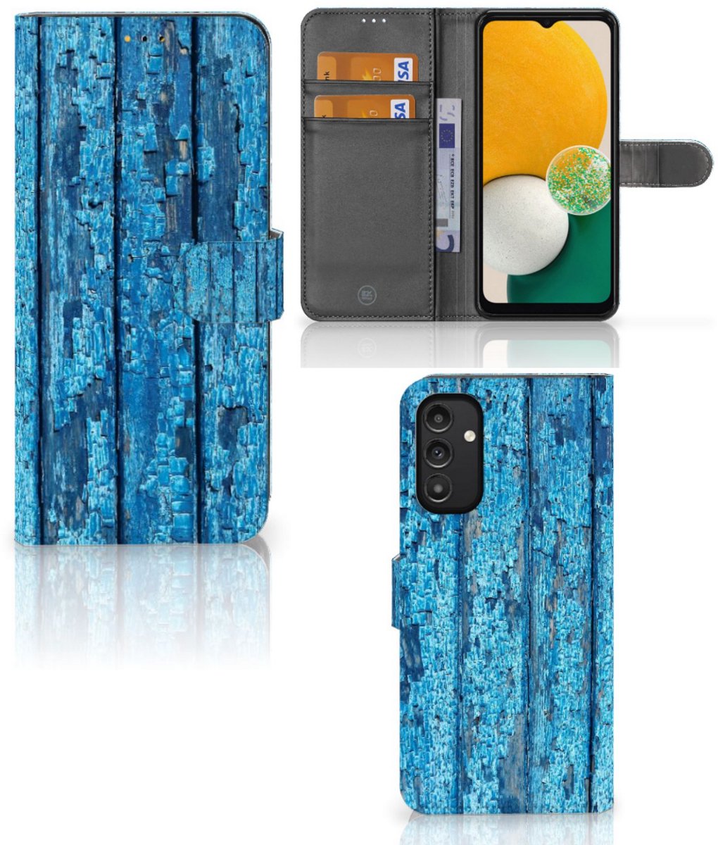 Samsung Galaxy A14 5G Book Style Case Wood Blue