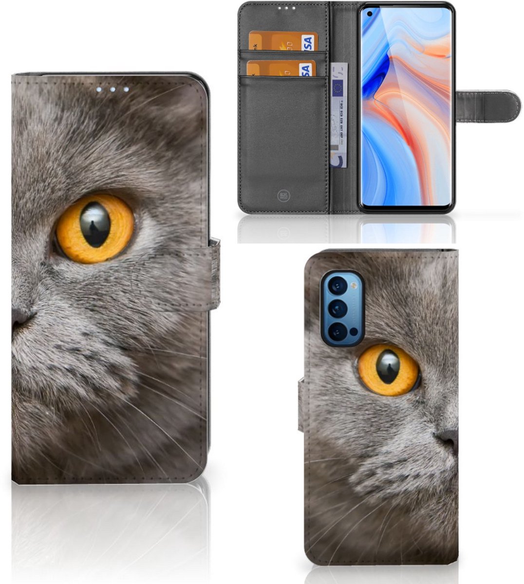Telefoonhoesje met Pasjes OPPO Reno 4 Pro 5G Britse Korthaar