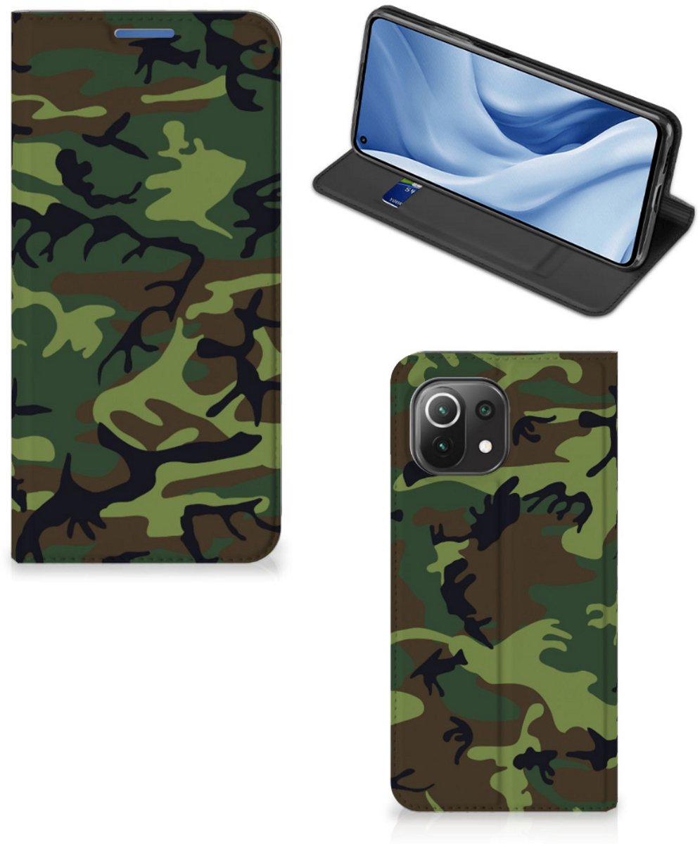 Xiaomi 11 Lite NE 5G | Mi 11 Lite Hoesje met Magneet Army Dark