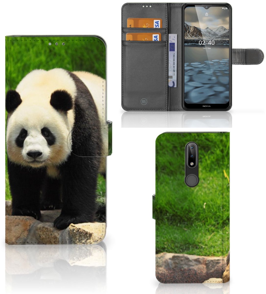 Nokia 2.4 Telefoonhoesje met Pasjes Panda