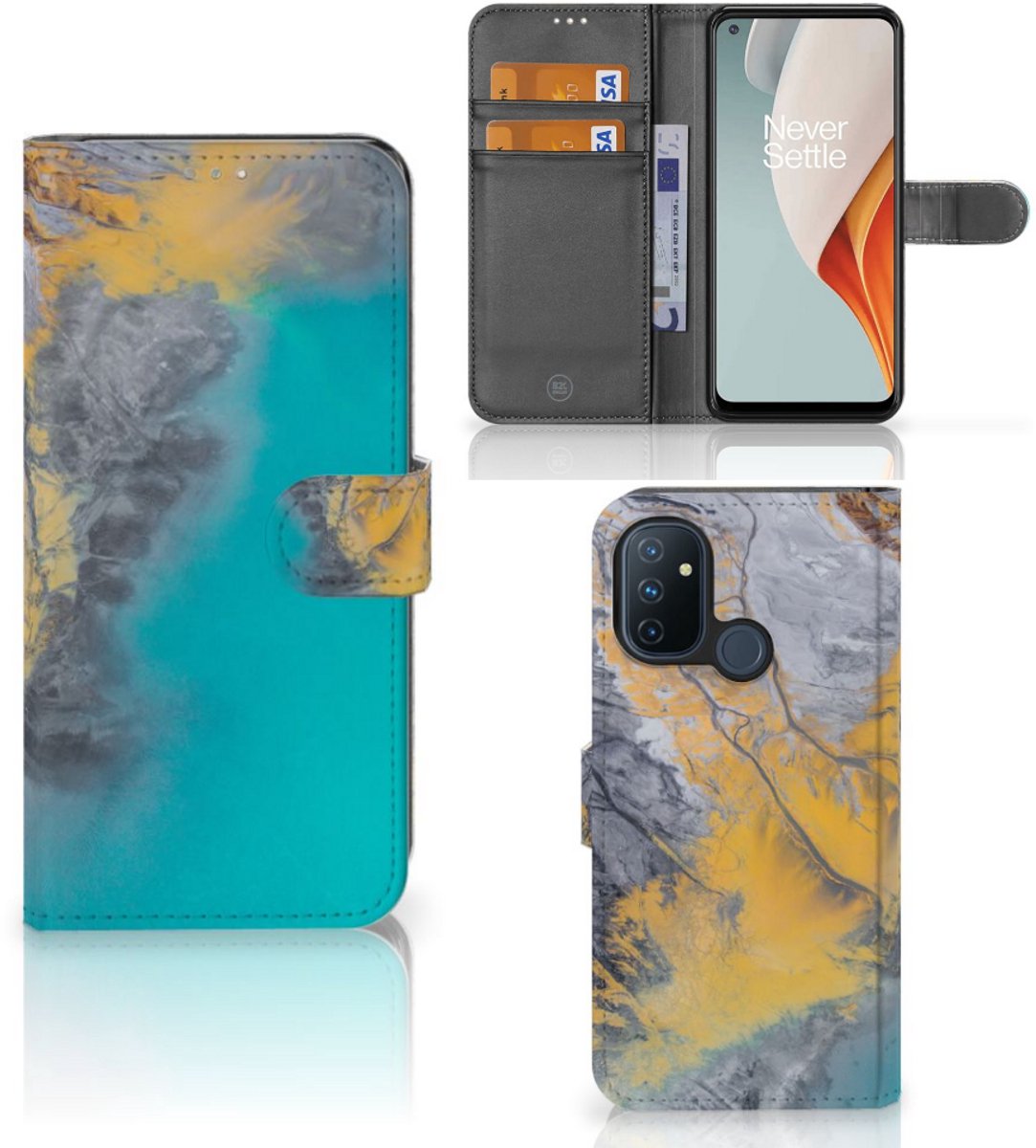 OnePlus Nord N100 Bookcase Marble Blue Gold