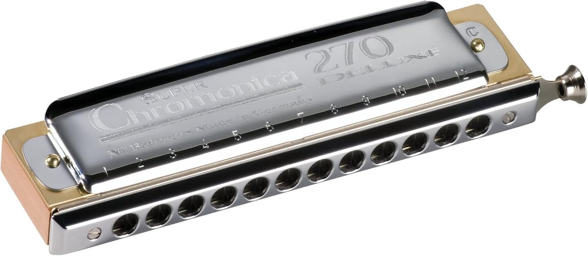 Chromatische mondharmonica Deluxe met houten lichaam - 12 kanalen, 48 tonen