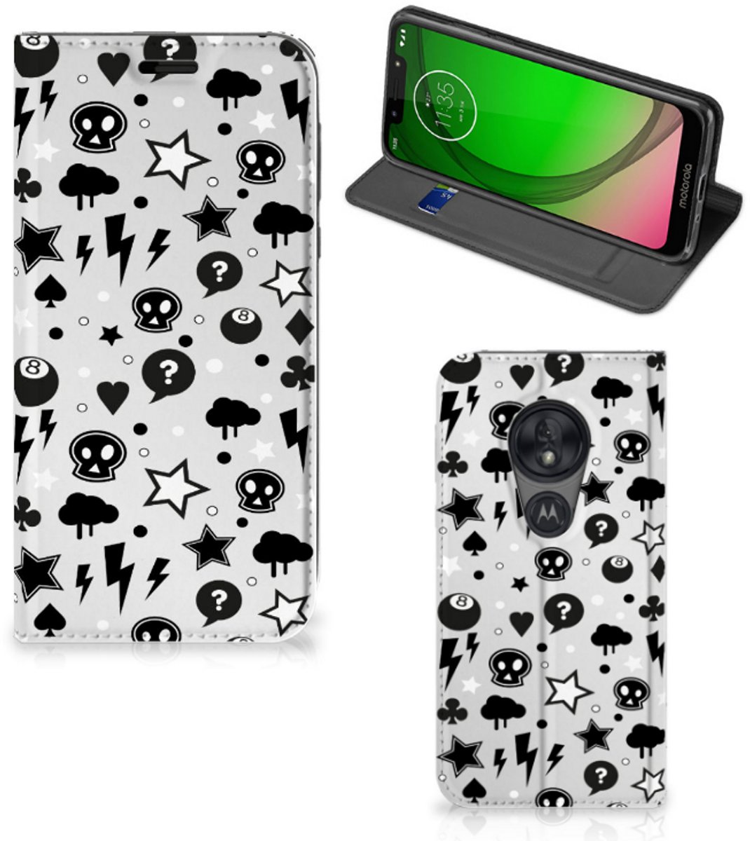 Mobiel BookCase Motorola Moto G7 Play Silver Punk