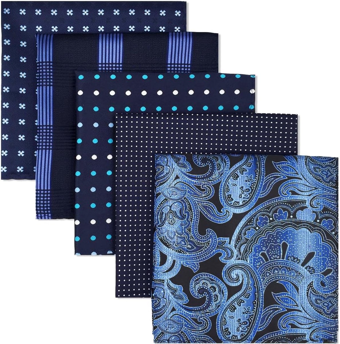 Geassorteerde Heren Pochet Zakdoeken Set - 5 Stuks Full-Size Pocket Squares