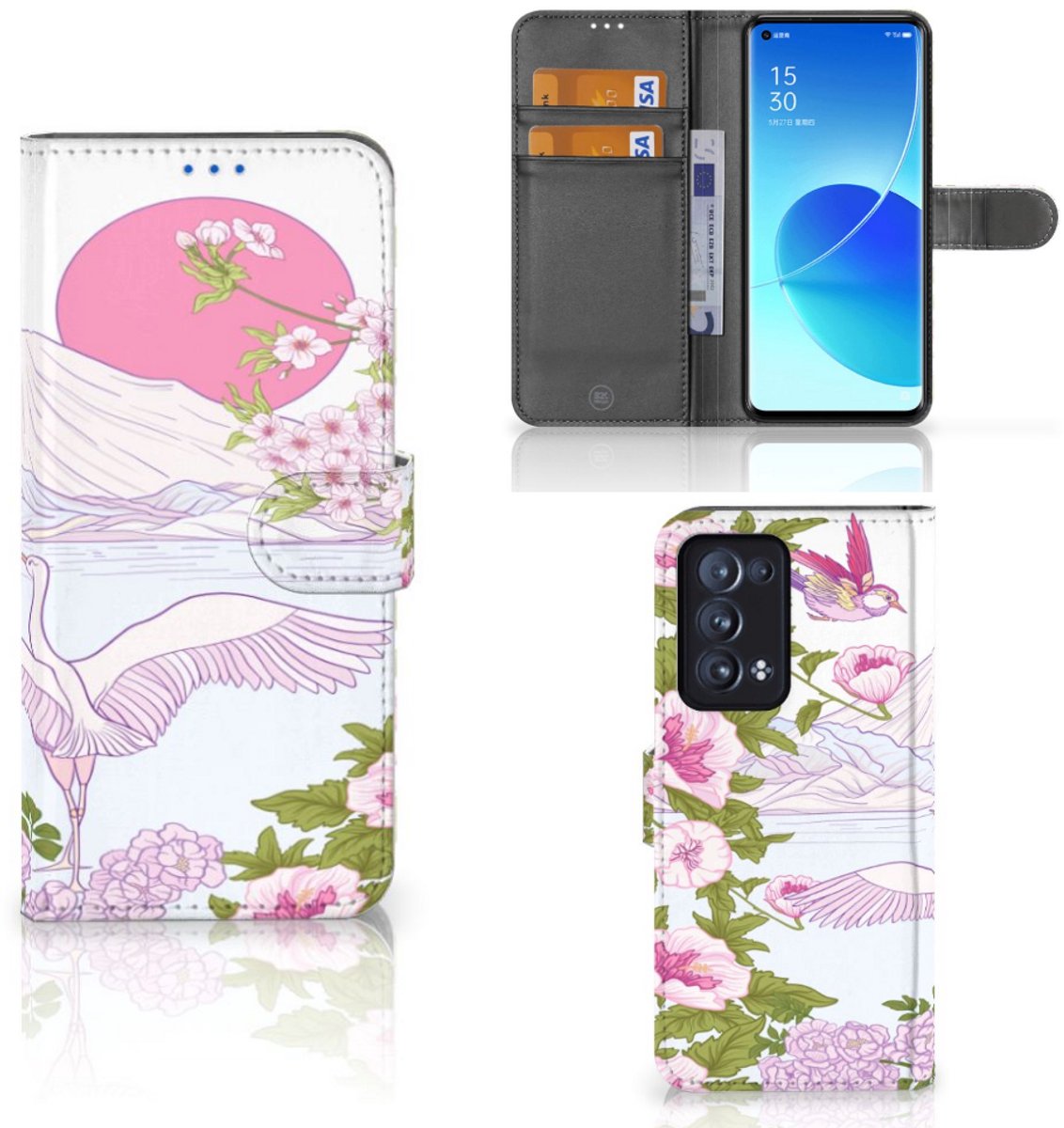 OPPO Reno 6 Pro Plus 5G Telefoonhoesje met Pasjes Bird Standing