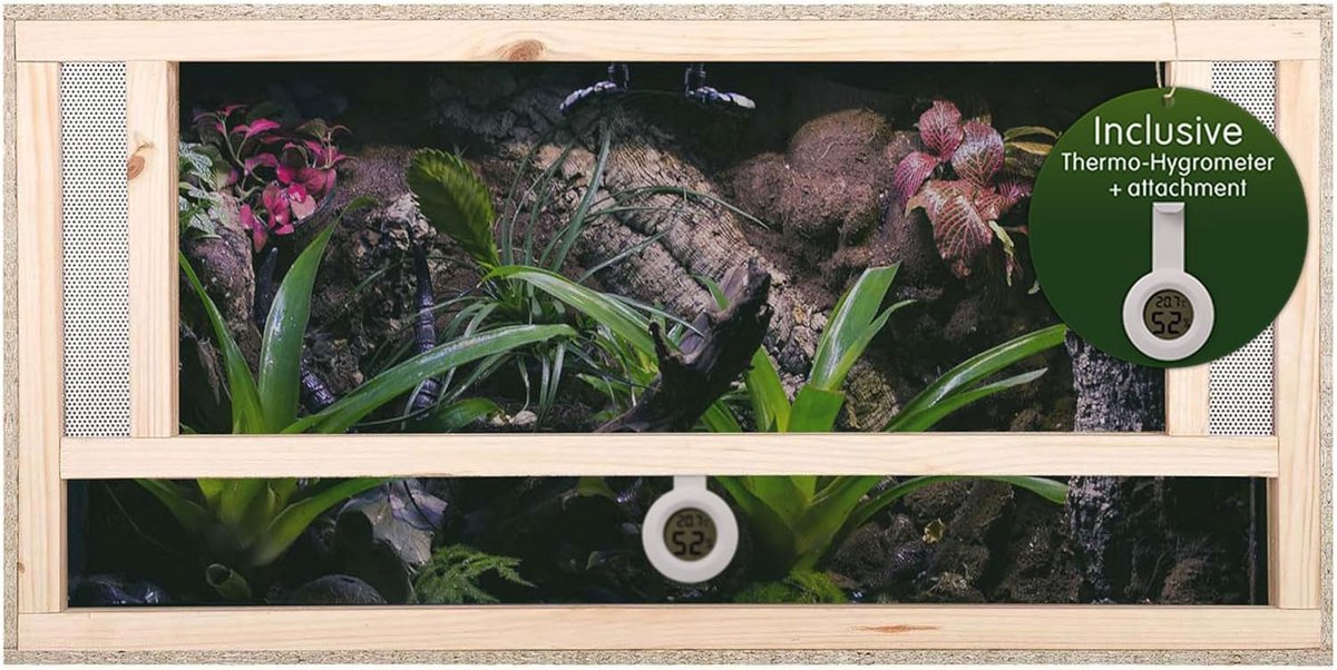 Houten Terrarium voor Reptielen - Eenvoudig te monteren - 100 x 60 x 60 cm - Zijventilatie