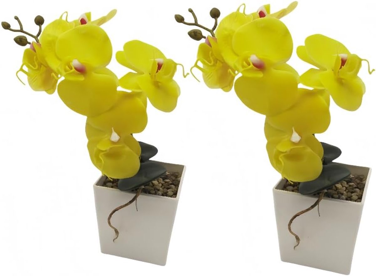 Set van 2 kunstmatige orchideeën met vaas voor bruiloft en woondecoratie