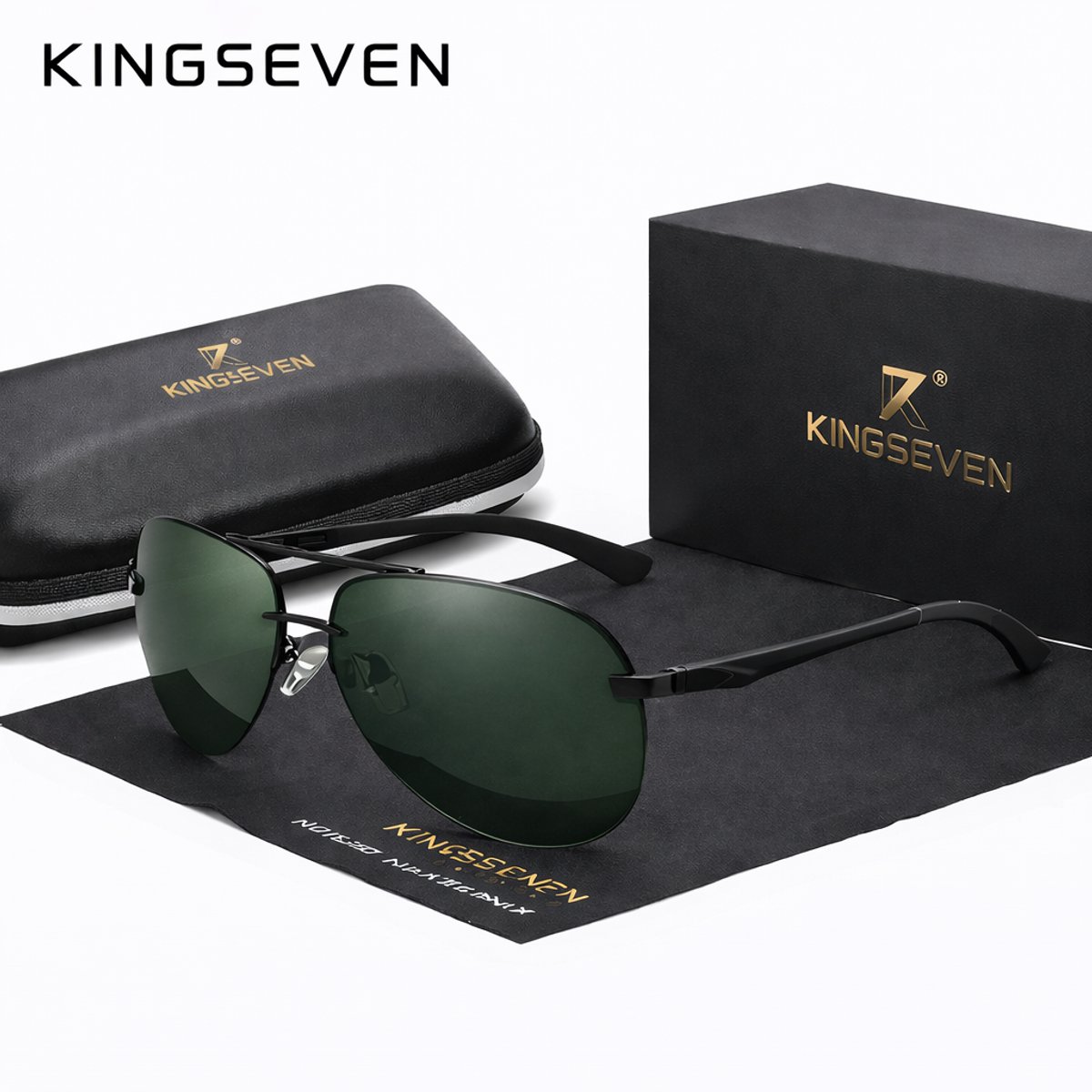 KingSeven Greenstar - Pilotenbril met UV400 en polarisatie filter - Z178