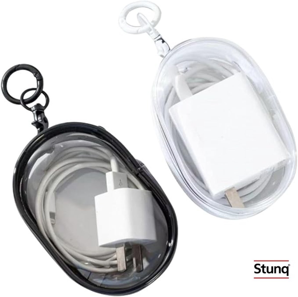 Compacte kabelorganizer met transparant vak - 2-delig set voor reis en dagelijks gebruik