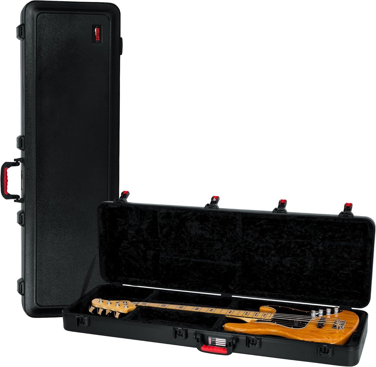 Gevormde Flightcase voor Basgitaar met TSA-Goedgekeurde Vergrendeling - Zwart