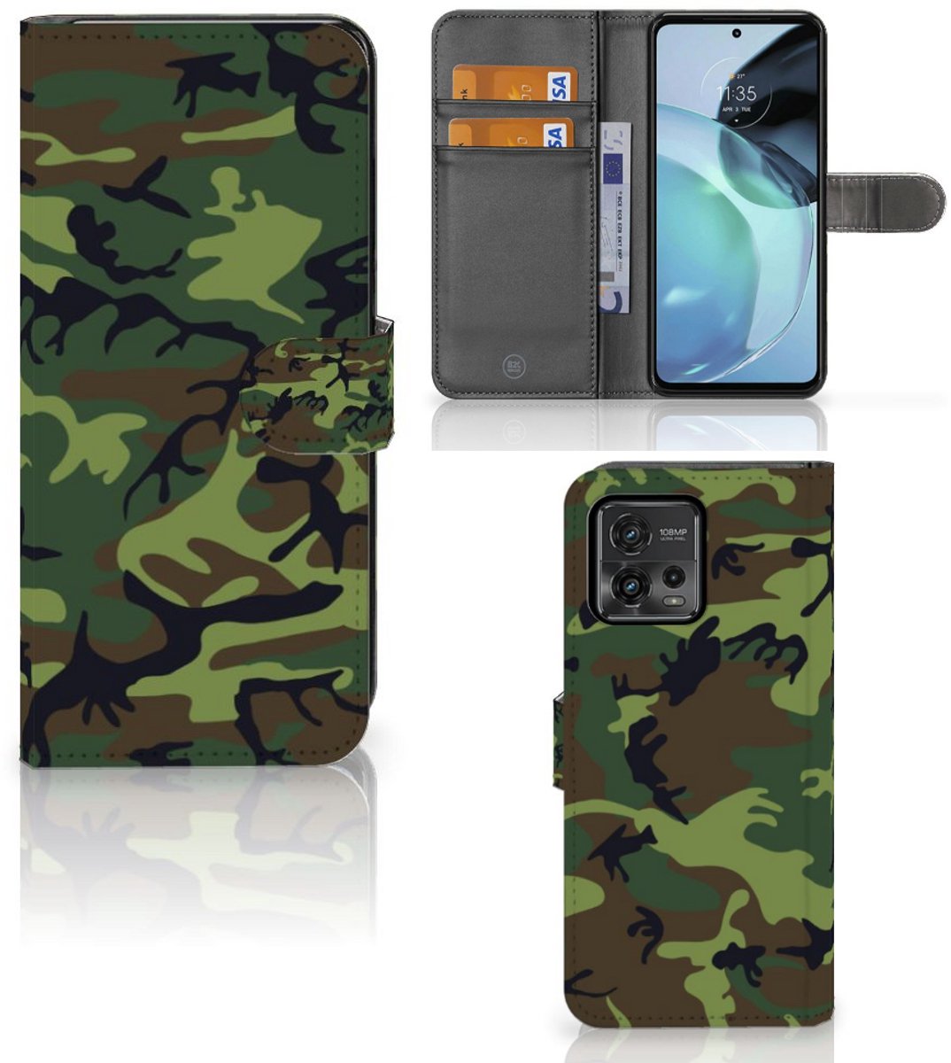 Motorola Moto G72 Telefoon Hoesje Army Dark