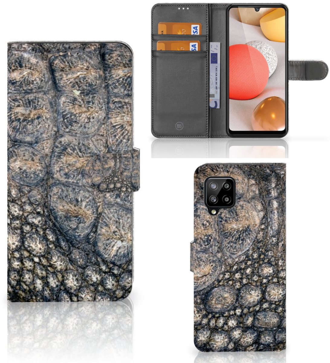 Samsung Galaxy A42 5G Telefoonhoesje met Pasjes Krokodillenprint