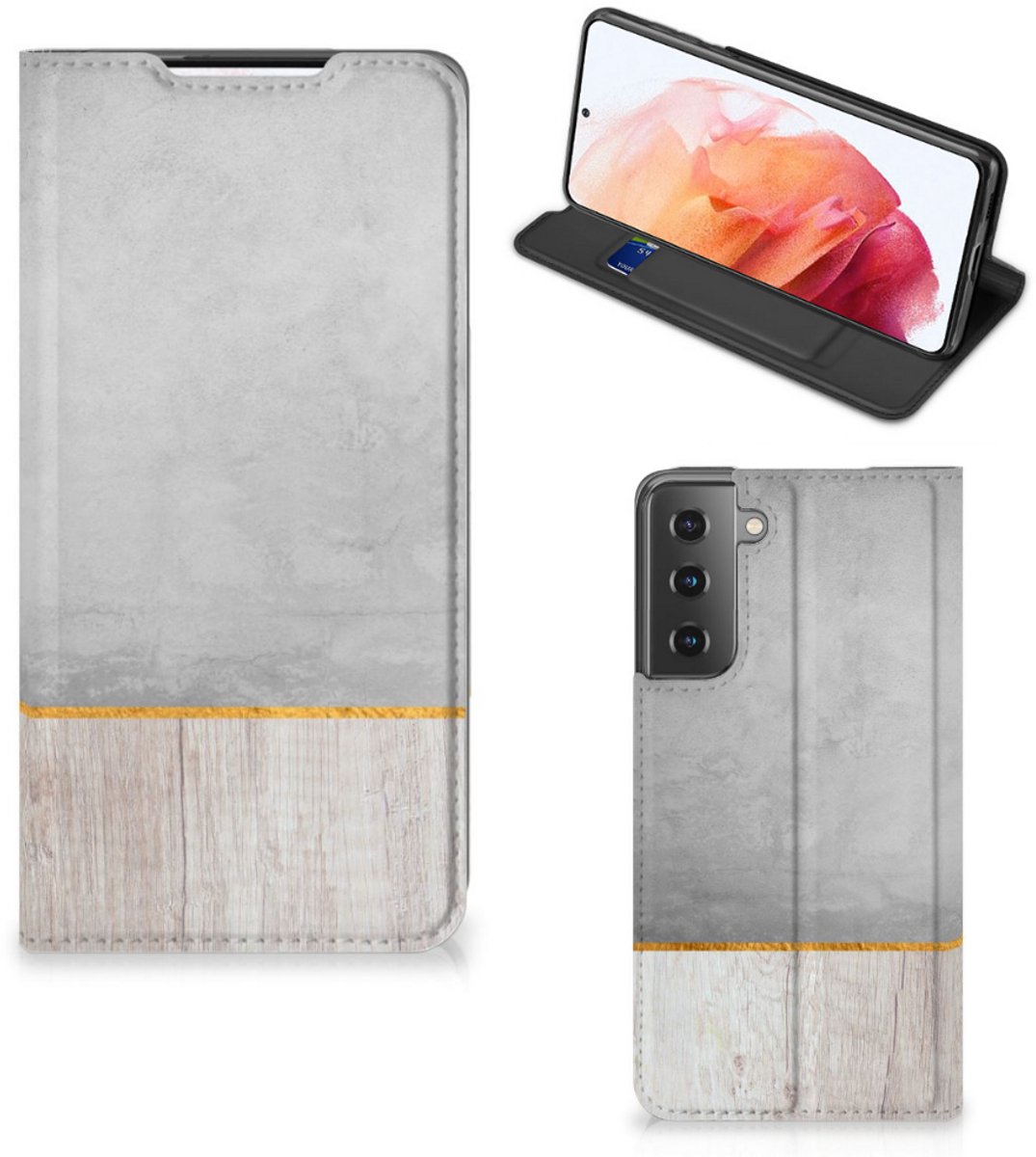 Samsung Galaxy S21 Book Wallet Case Wood Concrete
