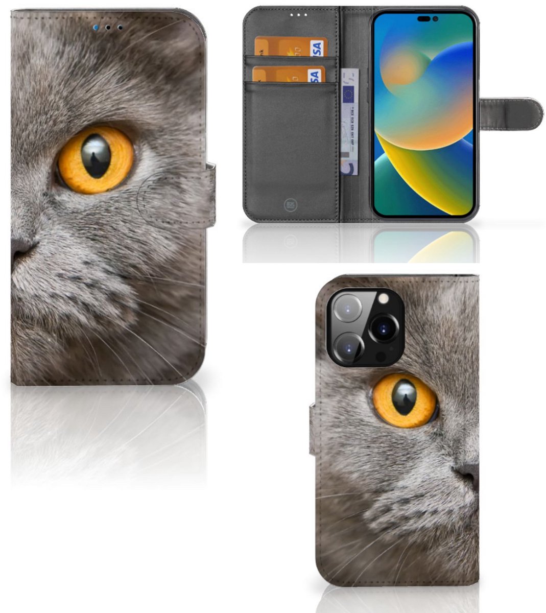 Telefoonhoesje met Pasjes iPhone 14 Pro Max Britse Korthaar