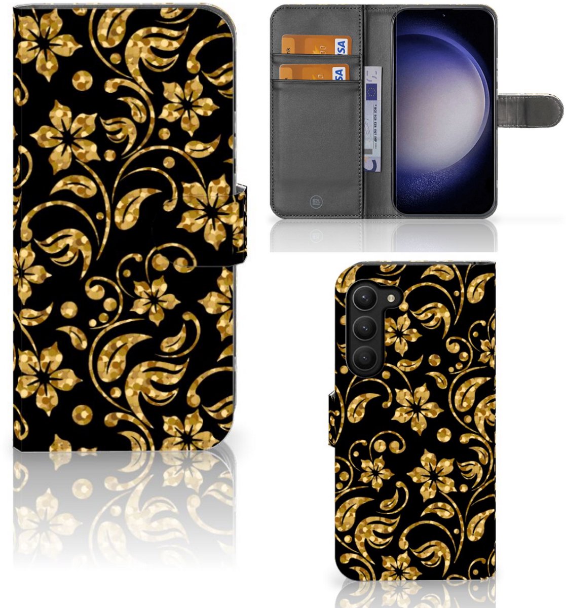 Samsung Galaxy S23 Plus Hoesje Gouden Bloemen