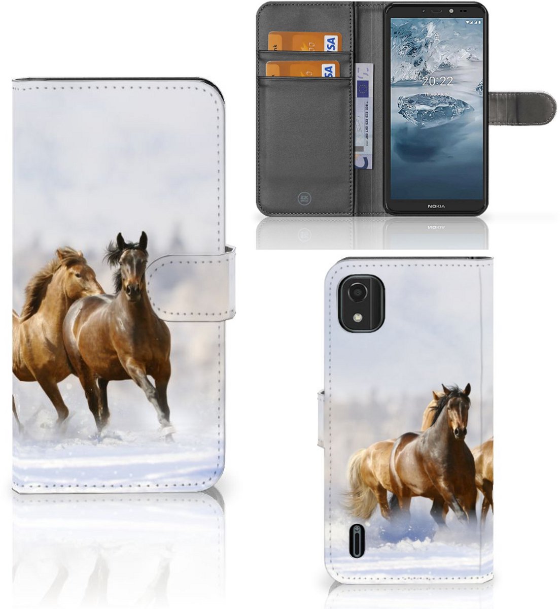 Nokia C2 2nd Edition Telefoonhoesje met Pasjes Paarden