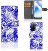 Housse en Cuir Premium Flip Case Portefeuille Etui pour OPPO A16 | A16s Portefeuille Skull Blue Angel
