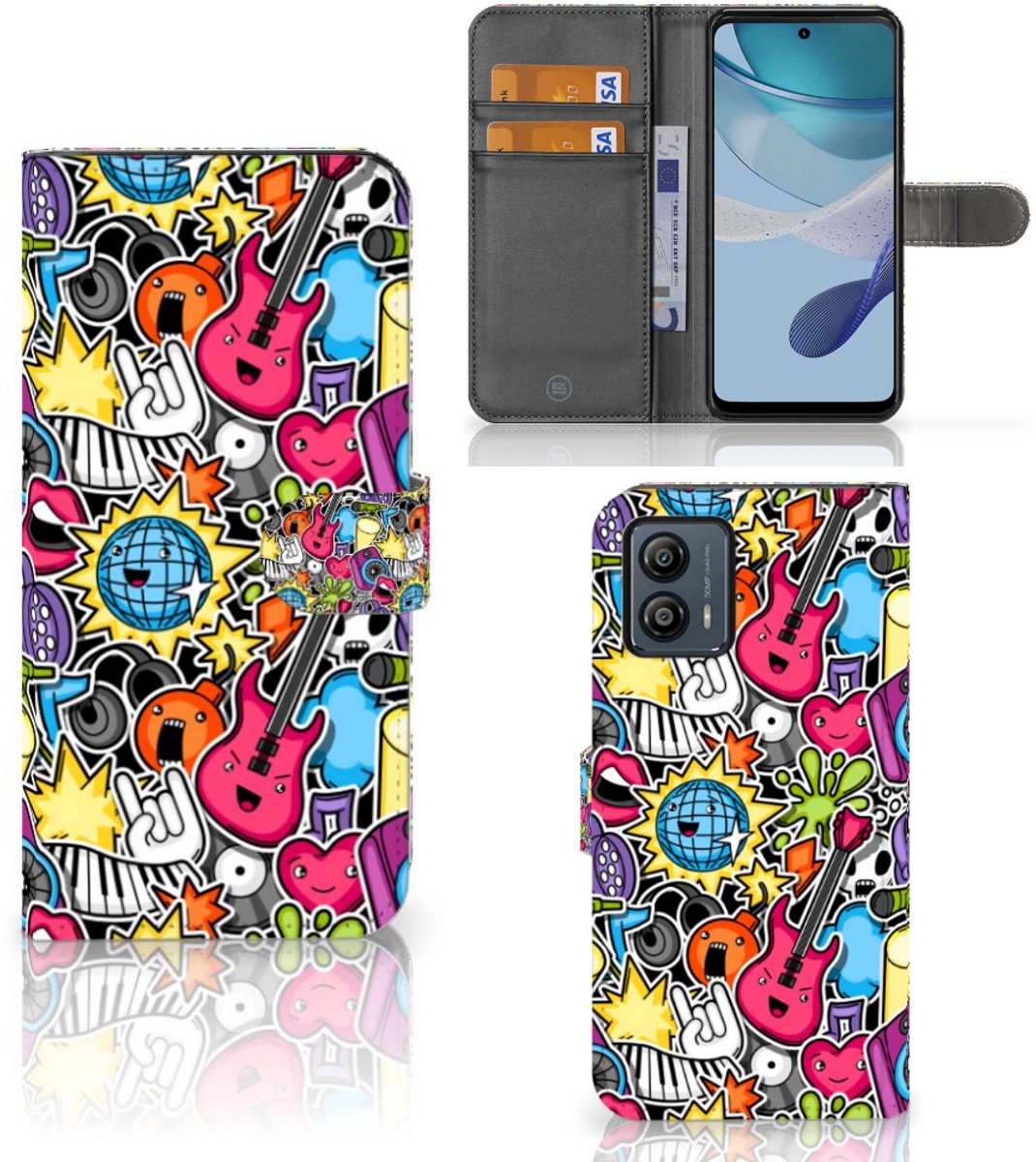 Motorola Moto G53 Wallet Case met Pasjes Punk Rock
