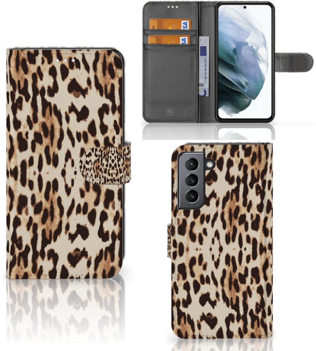 Samsung Galaxy S21 FE Telefoonhoesje met Pasjes Leopard