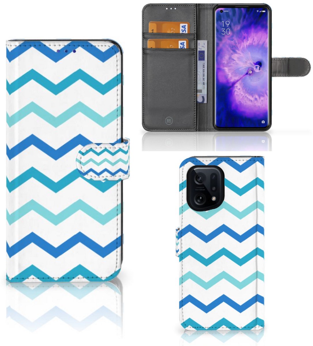 OPPO Find X5 Telefoon Hoesje Zigzag Blauw