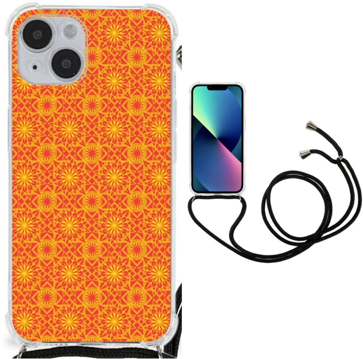 iPhone 14 Plus Doorzichtige Silicone Hoesje Batik Oranje